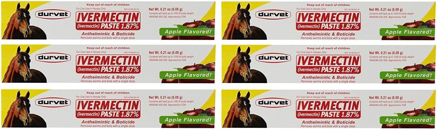 Durvet Ivermectin 6-Pack Apple Horse Wormer, 0.21oz